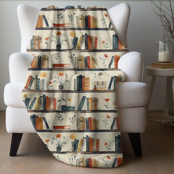 Book Lover Blanket Reading Throw Library Book Blanket Literary Gift Bookshelf Bedding Cozy Book Decor Book Club Reader Gift for Teachers