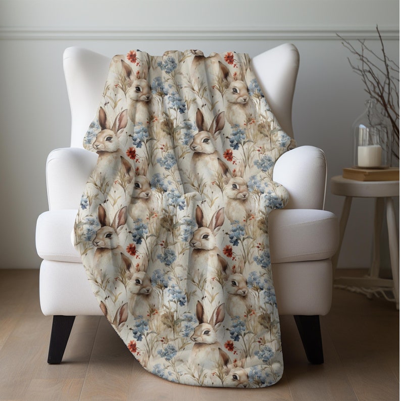 Rabbits and Flowers blanket