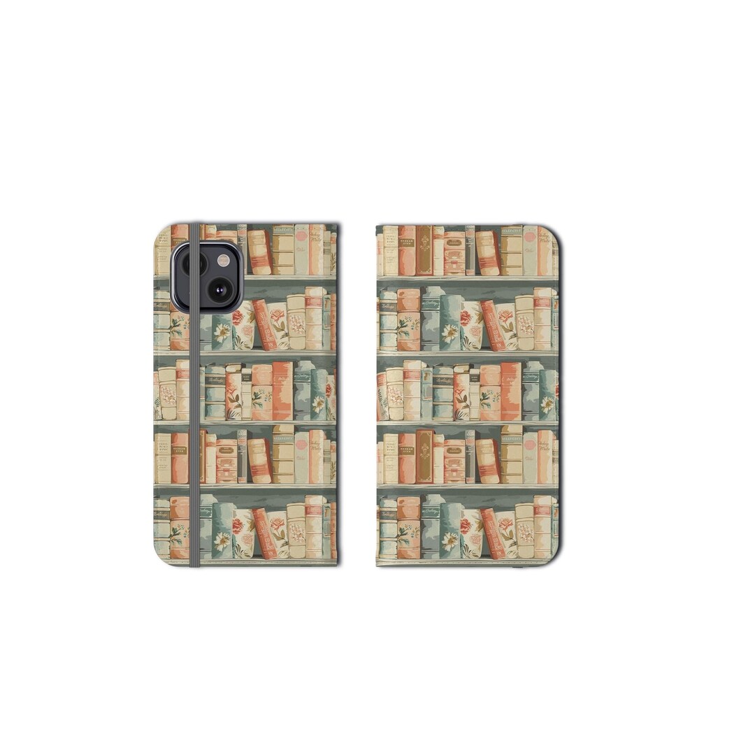 Floral Books Phone Flip Case Book Lover Flip Phone Case Flower Pattern ...