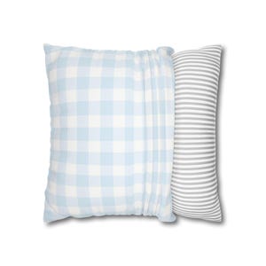 Blue Gingham Pillow Cover, Light Blue Checkered Cushion Cover Blue Check Nursery Pillow Farmhouse Chic Decor Blue White Plaid Pillow Cover afbeelding 6