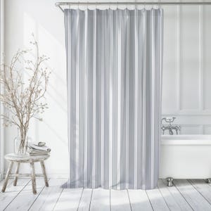 Grey Stripe Shower Curtain Classic Striped Bath Curtain Traditional Gray Shower Curtain Vertical Stripes Shower Curtain Timeless Bathroom