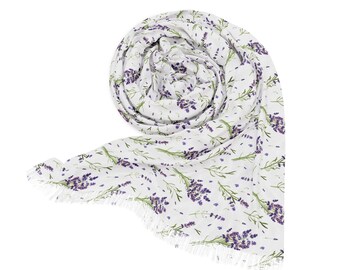 Lavender Bouquet Scarf Floral Purple Scarf Lavender Wrap for Women Herb Garden Scarf Purple Flower Scarf Boho Floral Scarf Lavender Wrap