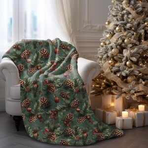 Pinecones Christmas Blanket Holiday Forest Decor Festive Pinecone Blanket Woodland Christmas Decor Forest Lover Gift Pinecones Gift for Mom