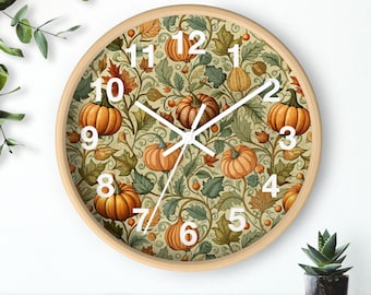 Pumpkin Wall Clock Autumn Home Decor Fall Season Clock Rustic Kitchen Clock Harvest Decoration Pumpkin Gourd Clock Thanksgiving Clock Gift