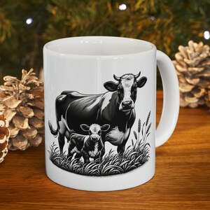 Cow and Calf Mug Farmhouse Decor Gift Cow Lover Gift Baby Calf Mug Farm Animal Gift Cute Cow Mug Gift for Farmer Baby Cow Countryside Style