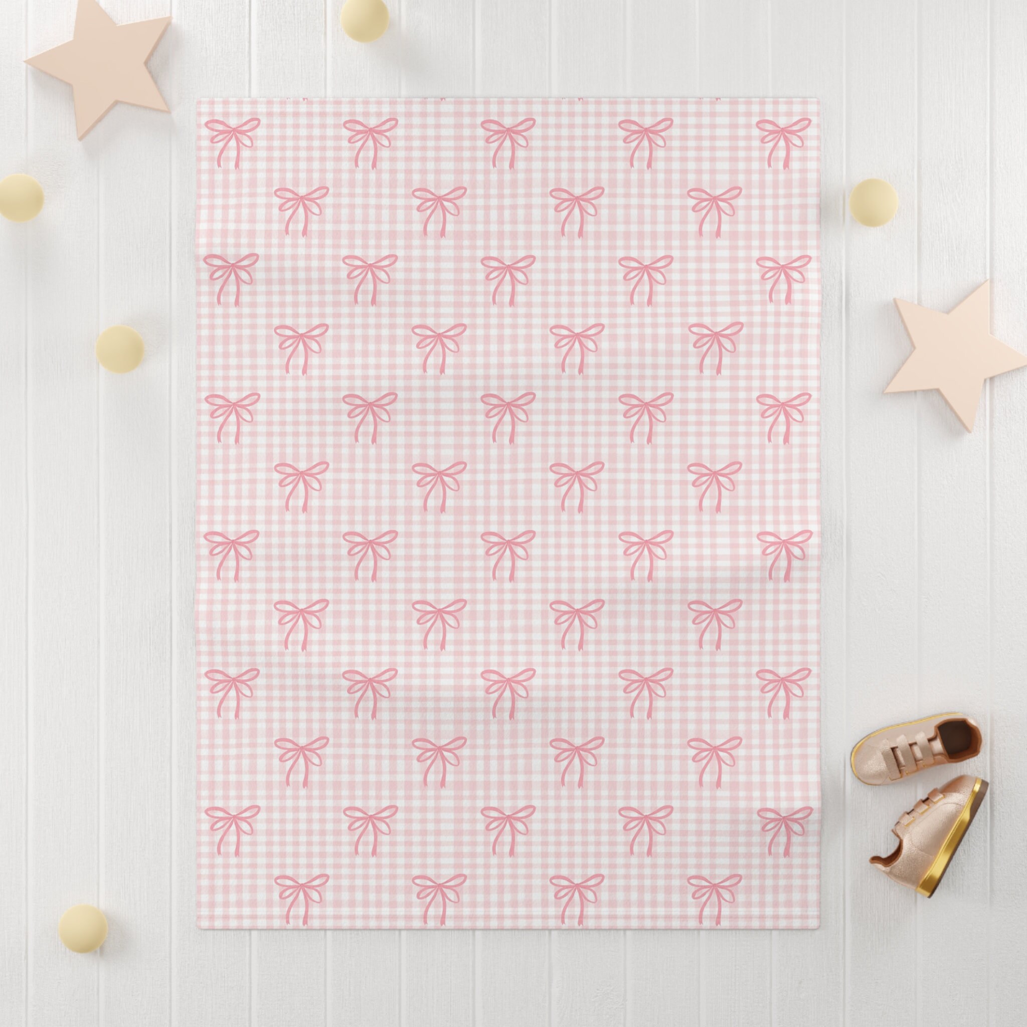 Pink Bows Baby Blanket Coquette Baby Blanket Girly Baby Blanket Pink Baby Bedding New Grandchild Gift Pink Newborn Blanket Gift for Girls