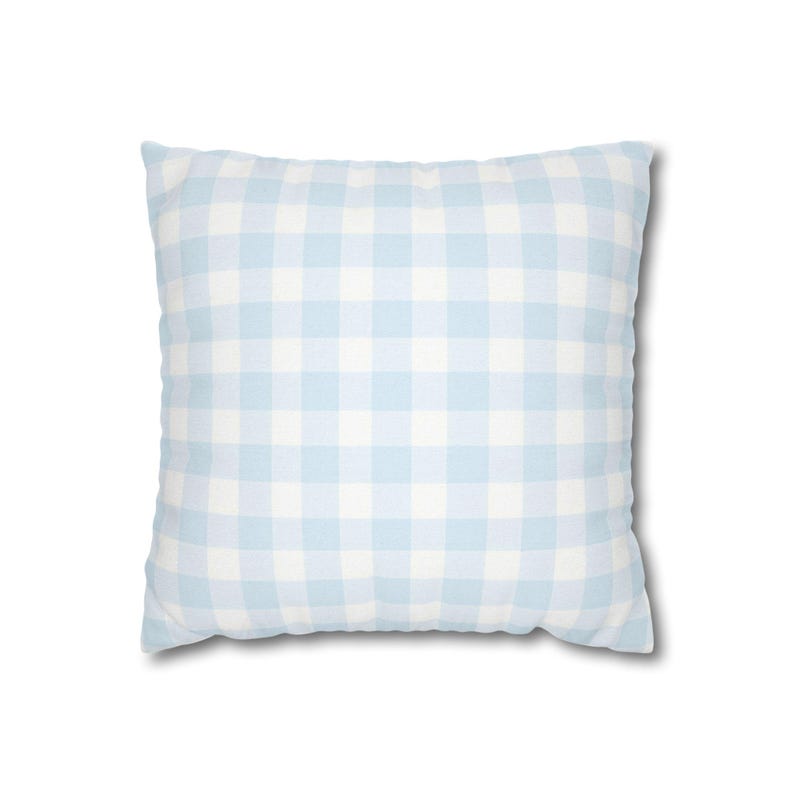 Blue Gingham Pillow Cover, Light Blue Checkered Cushion Cover Blue Check Nursery Pillow Farmhouse Chic Decor Blue White Plaid Pillow Cover afbeelding 5