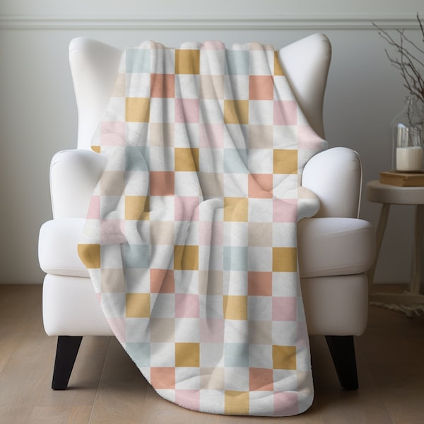 Recycled Wool Check Blanket - Pastel main image 1