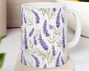Lavender Mug Botanical Mug Lavender Lover Mug Gift Flower Farmer Mug Lavender Kitchen Mug Floral Mug Lavender Decor French Lavender Gift