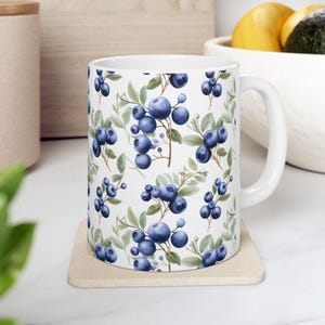 Blueberries Mug, Blueberry Mug Berry Lover Gift Wild Blueberries Decor  Fruit Mug Breakfast Mug Country Style Mug Wild Berries Kitchen Gift