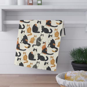 Cute Cats Tea Towel Cat Kitchen Decor Kitten Lover Gift Cat Lady Gift Cat Lover Hostess Gift Cat Kitchen Decor Whimsical Cat Dish Towel Gift