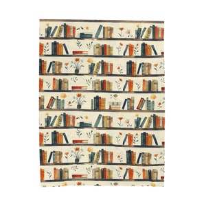 Book Lover Blanket, Reading Throw Library Book Blanket Literary Gift Bookshelf Bedding Cozy Book Decor Book Club Reader Gift for Teachers image 7