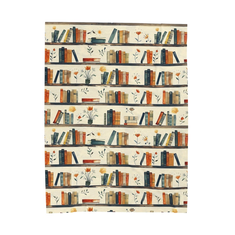 Book Lover Blanket, Reading Throw Library Book Blanket Literary Gift Bookshelf Bedding Cozy Book Decor Book Club Reader Gift for Teachers image 7