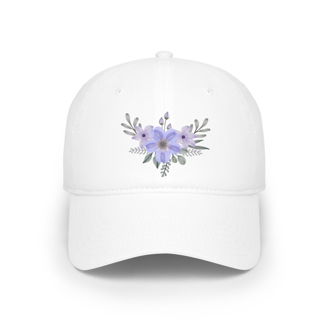 Purple Flowers Cap Purple Floral Hat Botanical Hat Mauve Cap  display picture 1