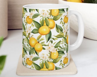 Italian Lemons Mug Lemon Lover Mug Gift Fruit Mug Lemon Kitchen Citrus Mug Fresh Lemons Mug Fruit Lover Gift Lemon Blossom Gift for Mom
