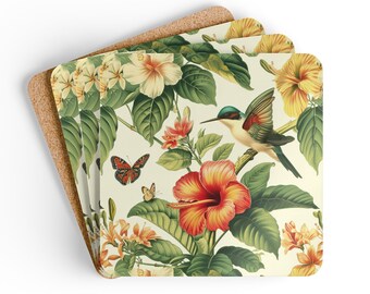 Hummingbirds Coaster Set Floral Coasters Butterfly Coasters Bird Nerd Coasters Insect Coasters Hummingbird Decor Floral Coasters for Grandma
