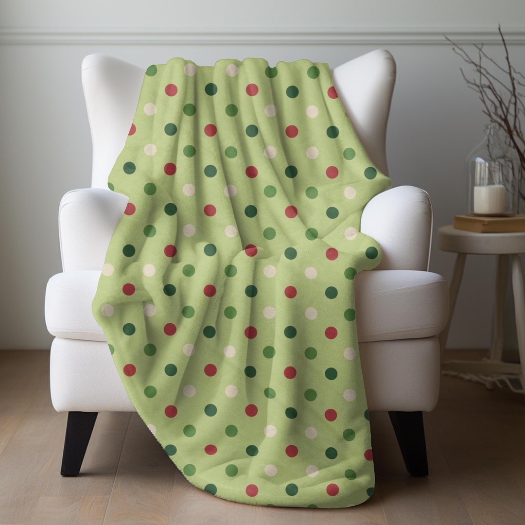 White And Green Polka Dot Blanket