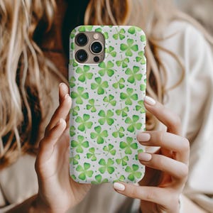 Four Leaf Clover Phone Case St. Patrick&#39;s Day Phone Tough Case Lucky Clover Phone Case Green Shamrock Phone Case Celtic Themed Case Irish