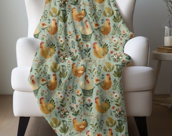 Floral Chicken Blanket, Farm Decor Wildflower Blanket Farmhouse Bedding Chicken Throw Floral Blanket Hen Throw Flower Garden Chicken Lover