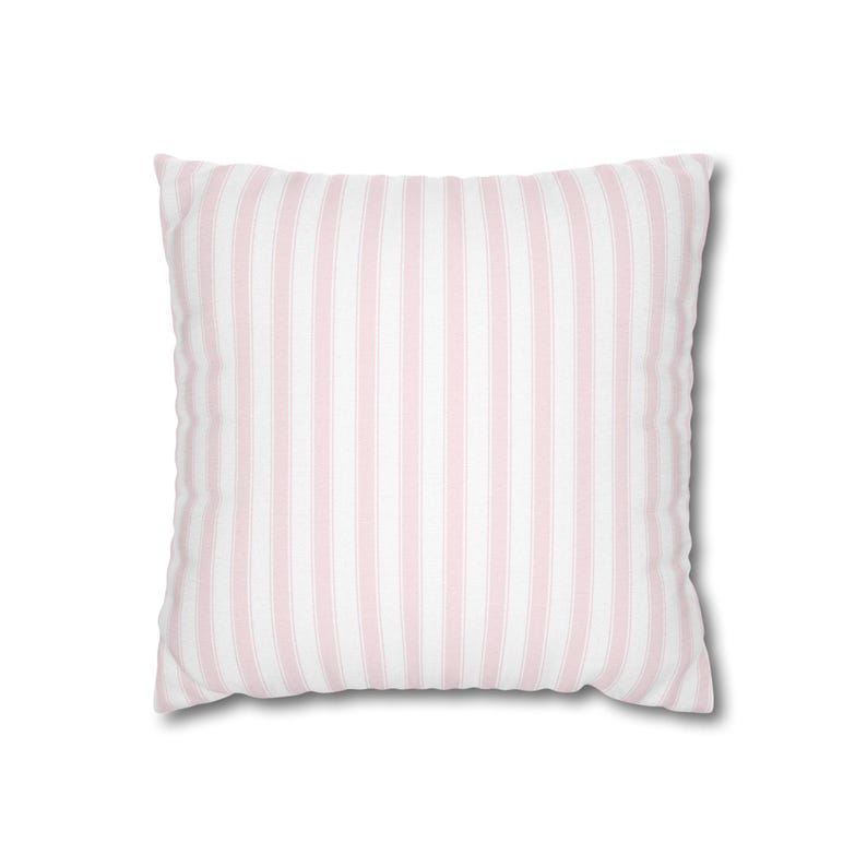 Pink and White Stripe Pillow Cover, Pastel Girly Home Decor Girly Bedroom Pillow Dorm Pink Pillow Pink Stripe Nursery Pillow Trendy Stripe image 8