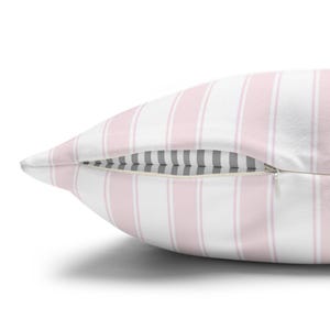 Pink and White Stripe Pillow Cover, Pastel Girly Home Decor Girly Bedroom Pillow Dorm Pink Pillow Pink Stripe Nursery Pillow Trendy Stripe image 7