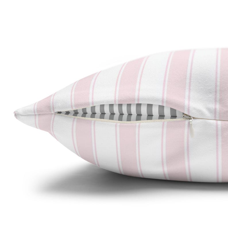 Pink and White Stripe Pillow Cover, Pastel Girly Home Decor Girly Bedroom Pillow Dorm Pink Pillow Pink Stripe Nursery Pillow Trendy Stripe image 7