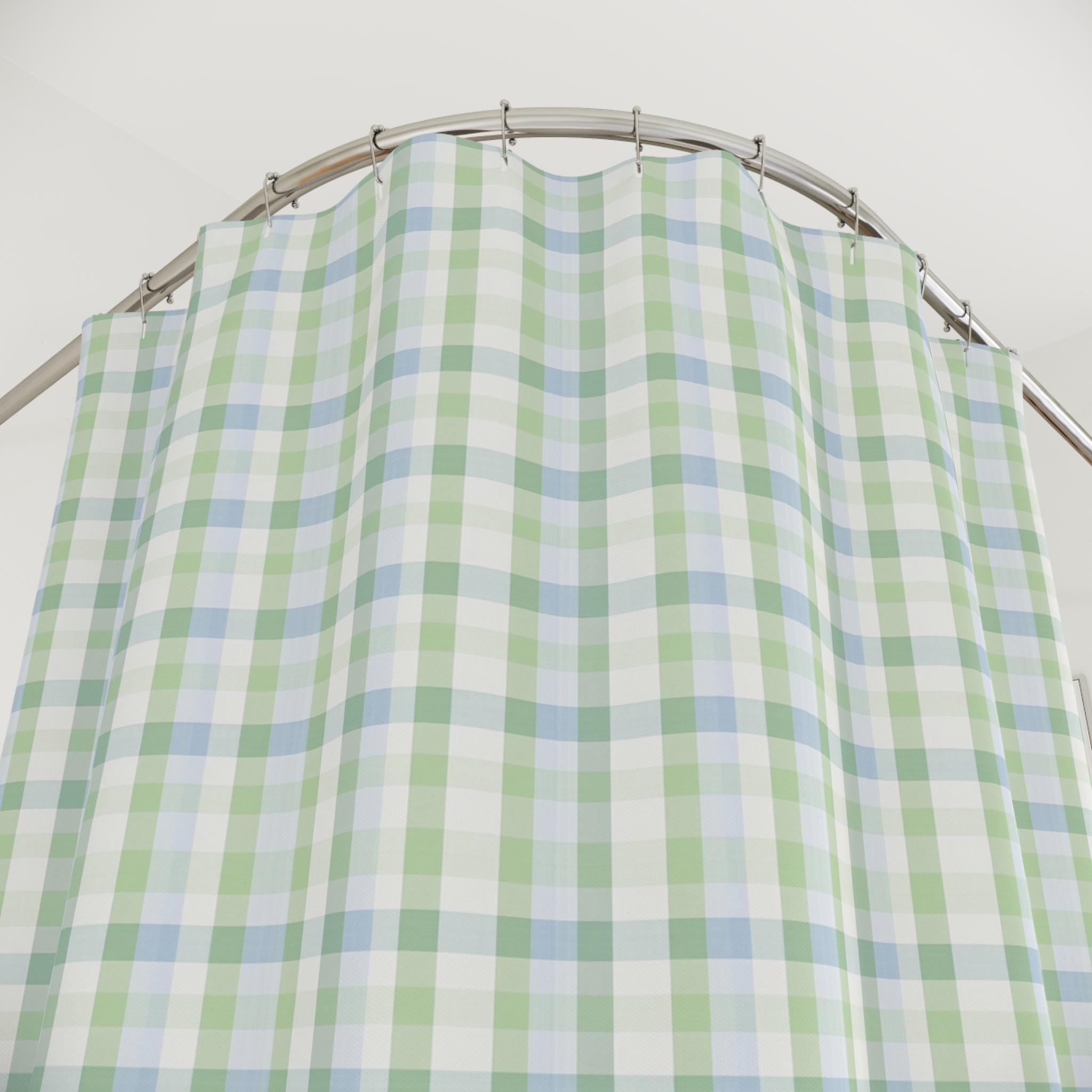 Soft Green and Blue Plaid Shower Curtain Feminine Farmhouse Shower Curtain  Blue Green Checkered Bath Curtain Country Tartan Shower Curtain - Etsy, image size:2048x2048