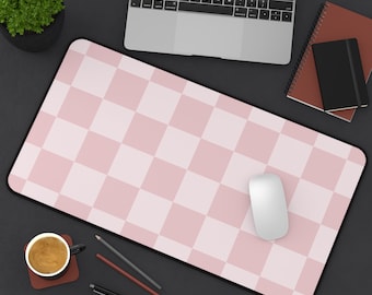 Pink Checkerboard Desk Mat Pink Checkered Mouse Pad Pink Desk Mat Cute Desk Pad Retro Desk Mat Pink Aesthetic Desk Mat Gamer Girl Desk Mat