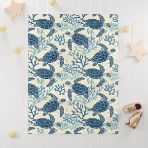 Turtles Baby Blanket Aquatic Baby Blanket Ocean Baby Blanket Marine Baby Blanket Nautical Nursery Cute Turtles Blanket Coastal Blanket Gift