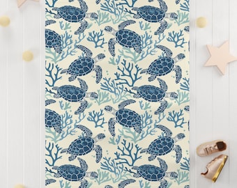Turtles Baby Blanket Aquatic Baby Blanket Ocean Baby Blanket Marine Baby Blanket Nautical Nursery Cute Turtles Blanket Coastal Blanket Gift