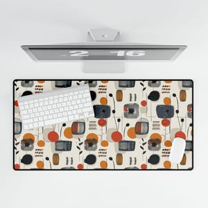 Mid Century Modern Mouse Pad Retro Desk Mat Vintage Inspired Decor Atomic Era Style Mouse Pad Modernist Desk Mat Abstract Office Decor Gift