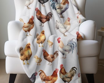 Polli Coperta in peluche in velluto di pollo Coperta per pollo Decorazione per pollo Biancheria da letto per pollo in fattoria Regalo a tema pollo per gli amanti dei polli Pulcini Regalo per uccelli