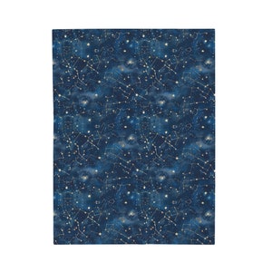 Zodiac Blanket, Astrology Decor Constellation Blanket Horoscope Bedding Star Sign Blanket Celestial Decor Blue Zodiac Blanket Cosmic Bedding 画像 7