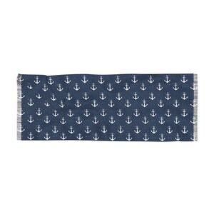 Navy Blue Anchor Scarf, Coastal Fashion Nautical Theme Scarf Ocean Inspired Scarf Sailing Clothing Boating Style Blue Scarf Sea Lover Gift image 5