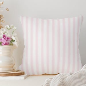 Pink and White Stripe Pillow Cover Pastel Girly Home Decor Girly Bedroom Pillow Dorm Pink Pillow Pink Stripe Nursery Pillow Trendy Stripe