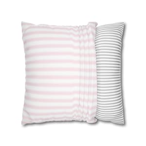 Pink and White Stripe Pillow Cover, Pastel Girly Home Decor Girly Bedroom Pillow Dorm Pink Pillow Pink Stripe Nursery Pillow Trendy Stripe image 6