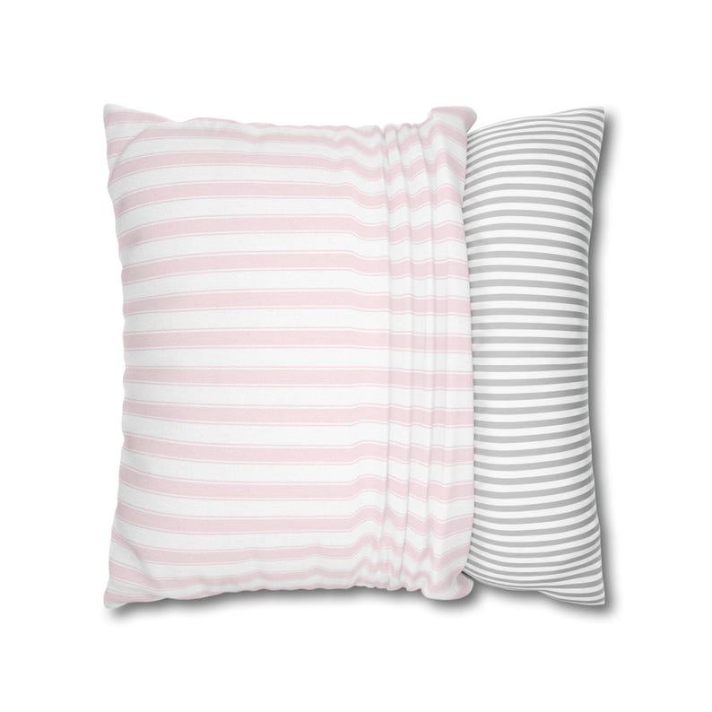 Pink and White Stripe Pillow Cover, Pastel Girly Home Decor Girly Bedroom Pillow Dorm Pink Pillow Pink Stripe Nursery Pillow Trendy Stripe image 6