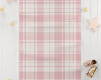 Pink Tartan Baby Blanket Pink Plaid Baby Blanket Tartan Nursery Blanket Pink Checkered Baby Blanket Pink and White Baby Blanket Pink Check