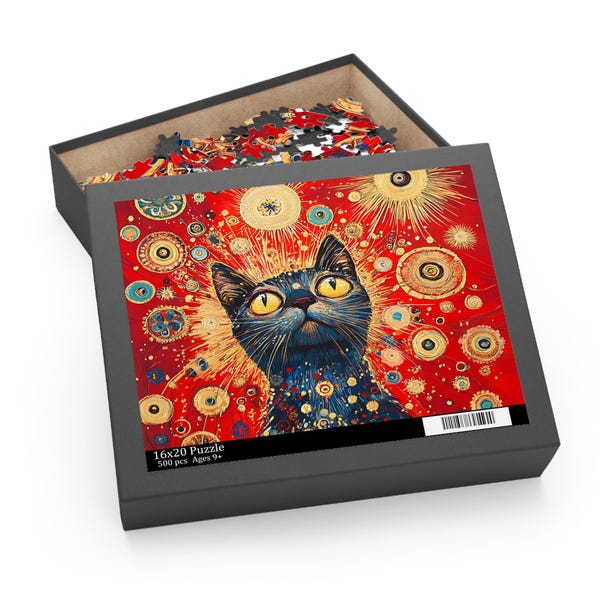 Celestial Cat Jigsaw Puzzle Galaxy Cat Lover Puzzle Gift Mindfulness Gift Astronomy Cat  Jigsaw Puzzle For Teens Fantasy Cat Puzzle Gift