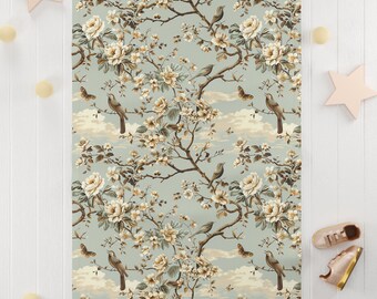 Bird Baby Blanket Floral Bird Toile Nursery Blanket Flower and Butterflies Baby Blanket French Toile Baby Nursery Blanket Toile Shower Gift