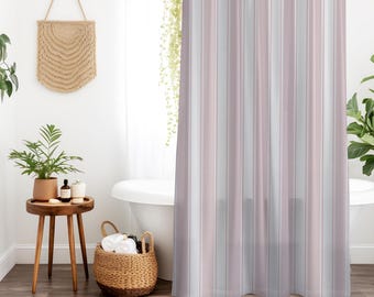 Pink Stripe Shower Curtain - Striped Bathroom Decor Polka Dot Shower Curtain Feminine Shower Curtain Pink Striped Bathroom Curtain Chic Bath