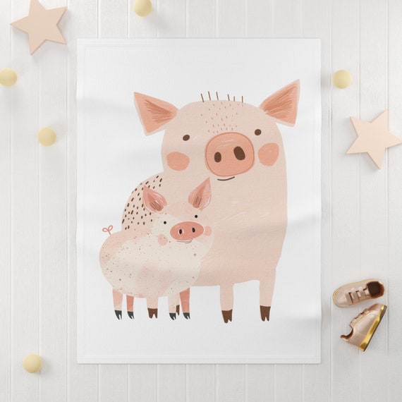 Pig Baby Blanket Boho Pig Baby Blanket Farm Baby Blanket Pig Lover