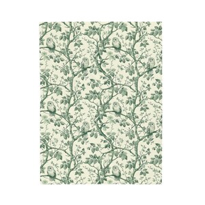 Green Owl Blanket, Forest Owl Throw Green Toile Blanket Woodland Creature Throw Bird Lover Blanket Forest Green Bedding Owl Lover Throw Gift bild 8