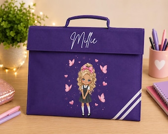 Girls personalised book bag | personalised school bag | character book bag