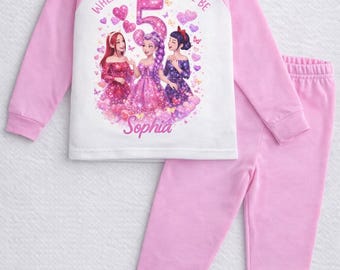 pigiama di compleanno personalizzato / pigiama "Quando mi sveglio" per bambine / pigiama rosa / pigiama di compleanno per bambini