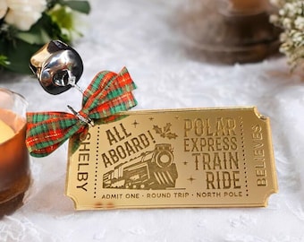 Personlig graverad Polar Express-biljett i akryl | Polar Express-biljett | personlig Polar Express-biljett