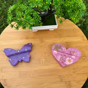 Personalized Resin Cute Shape Business Card Holder | Phone holder | Butterfly shape | Heart Shape