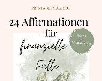 Calendario dell'Avvento (PDF) da stampare da soli "24 Affermazioni per l'Abbondanza Finanziaria" Last Minute