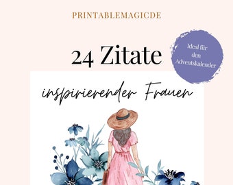 Adventskalender (PDF) zum Selbstausdrucken "24 Zitate inspirierender Frauen" Last Minute