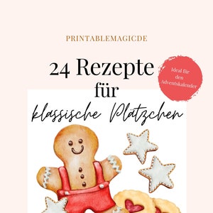Adventskalender (PDF) zum Selbstausdrucken "24 klassische Plätzchen Rezepte" Last Minute